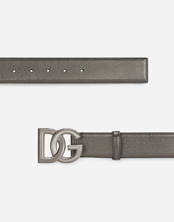 Calfskin belt with crossover DG buckle logo - 2