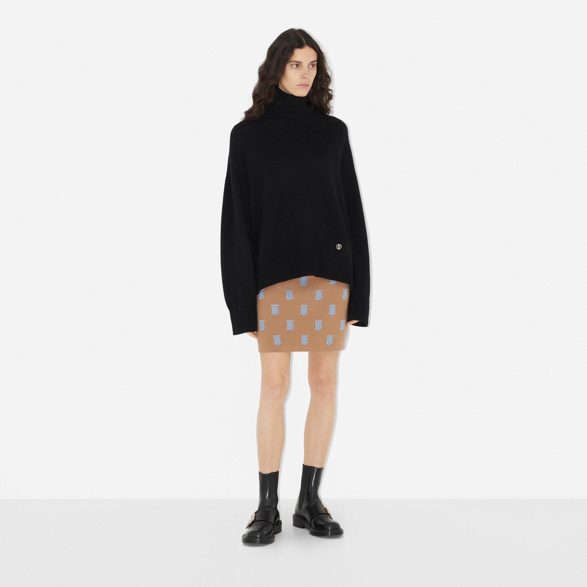 Monogram Wool Silk Blend Jacquard Mini Skirt - 5