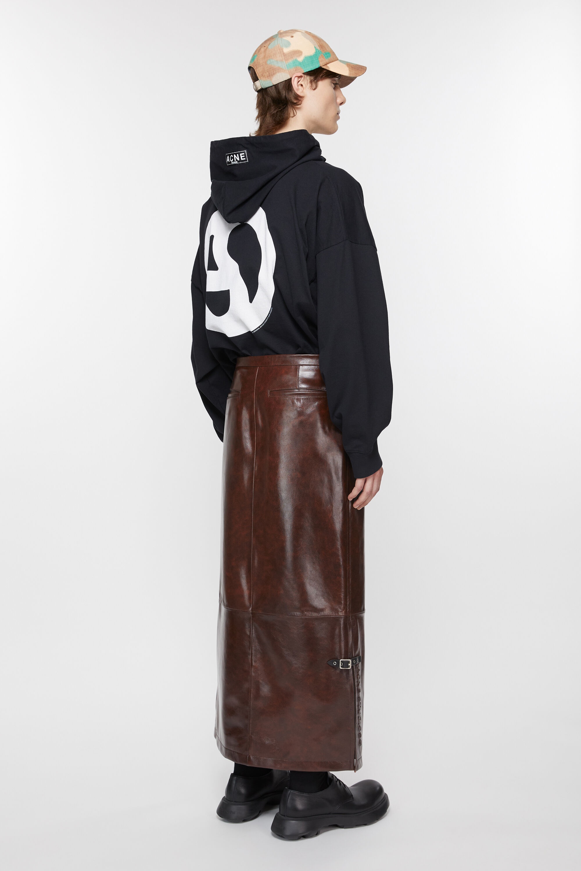 Long leather skirt - Brown - 4