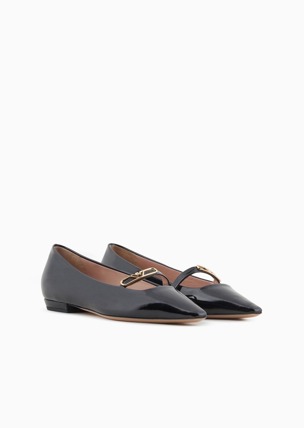 Pointed-toe ballerinas in patent leather with an eagle plate - 2