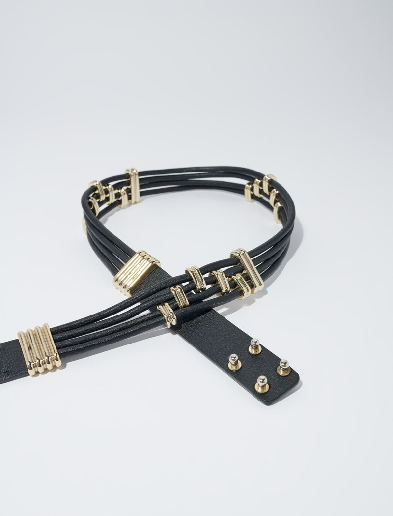 maje Mixed metal and leather belt outlook