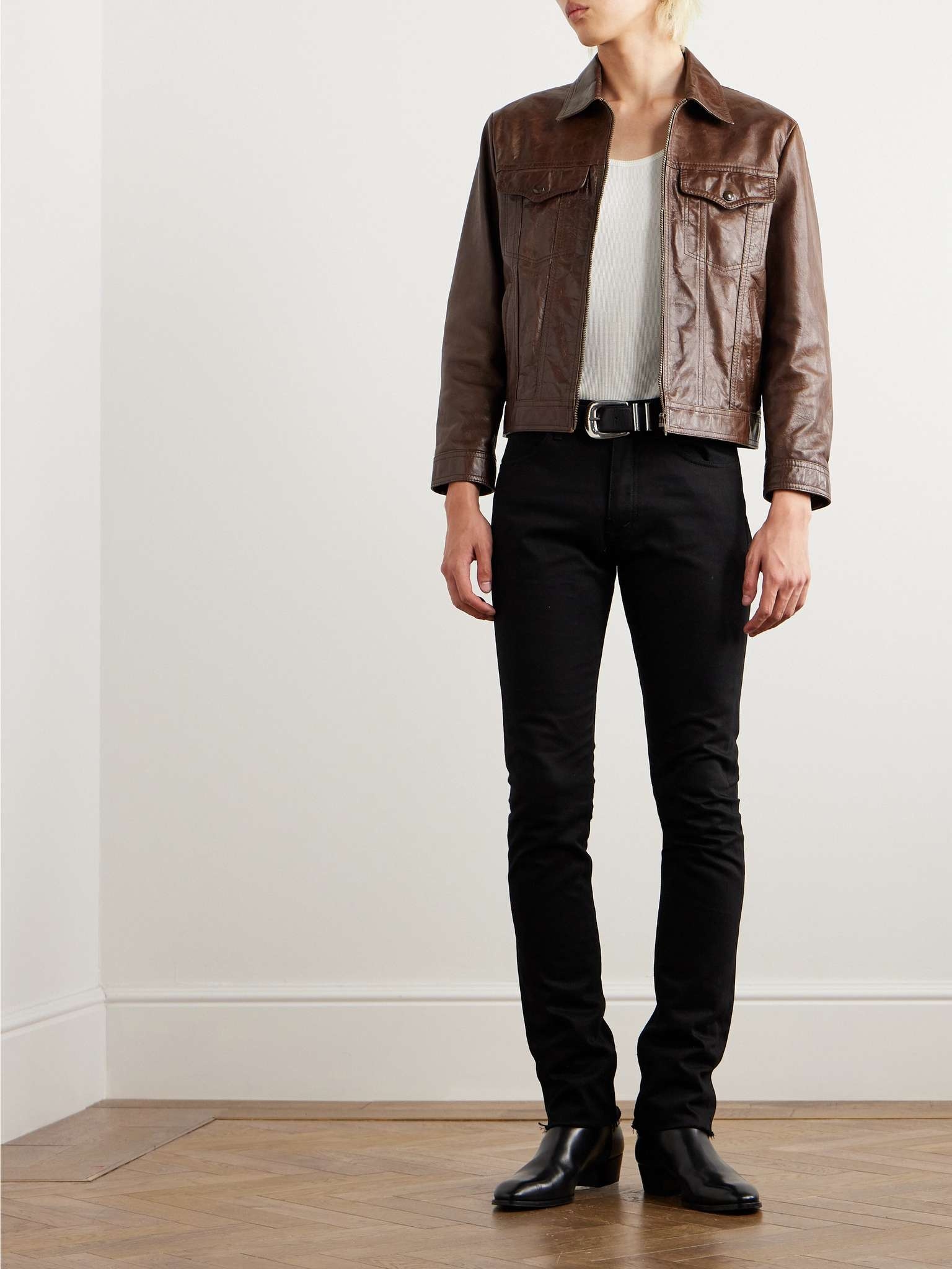Slim-Fit Textured-Leather Trucker Jacket - 2