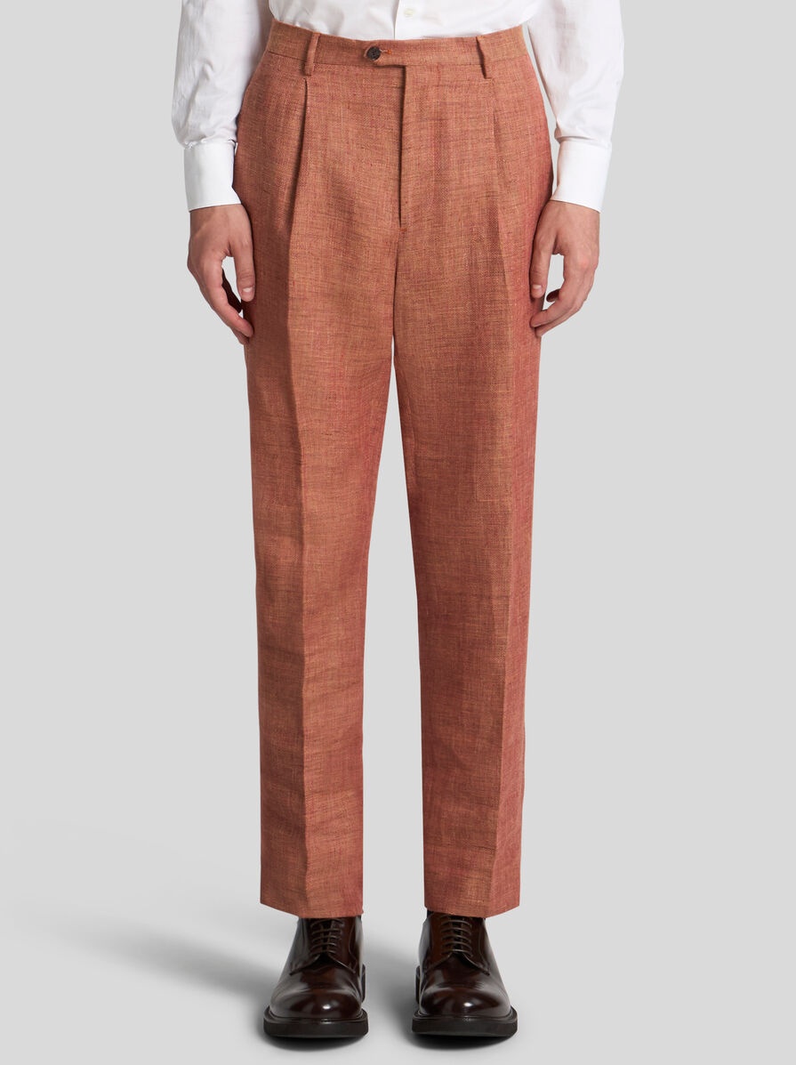 LINEN AND COTTON SLUB TROUSERS - 2