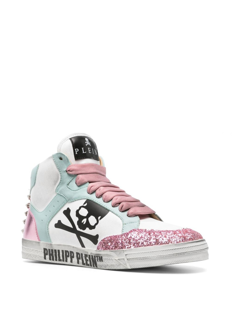 PHILIPP PLEIN Glitter Retrokickz TM leather sneakers outlook