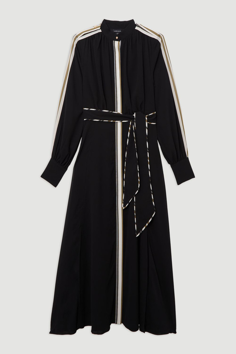 Military Mono Stripe Balloon Sleeve Maxi Dress 4