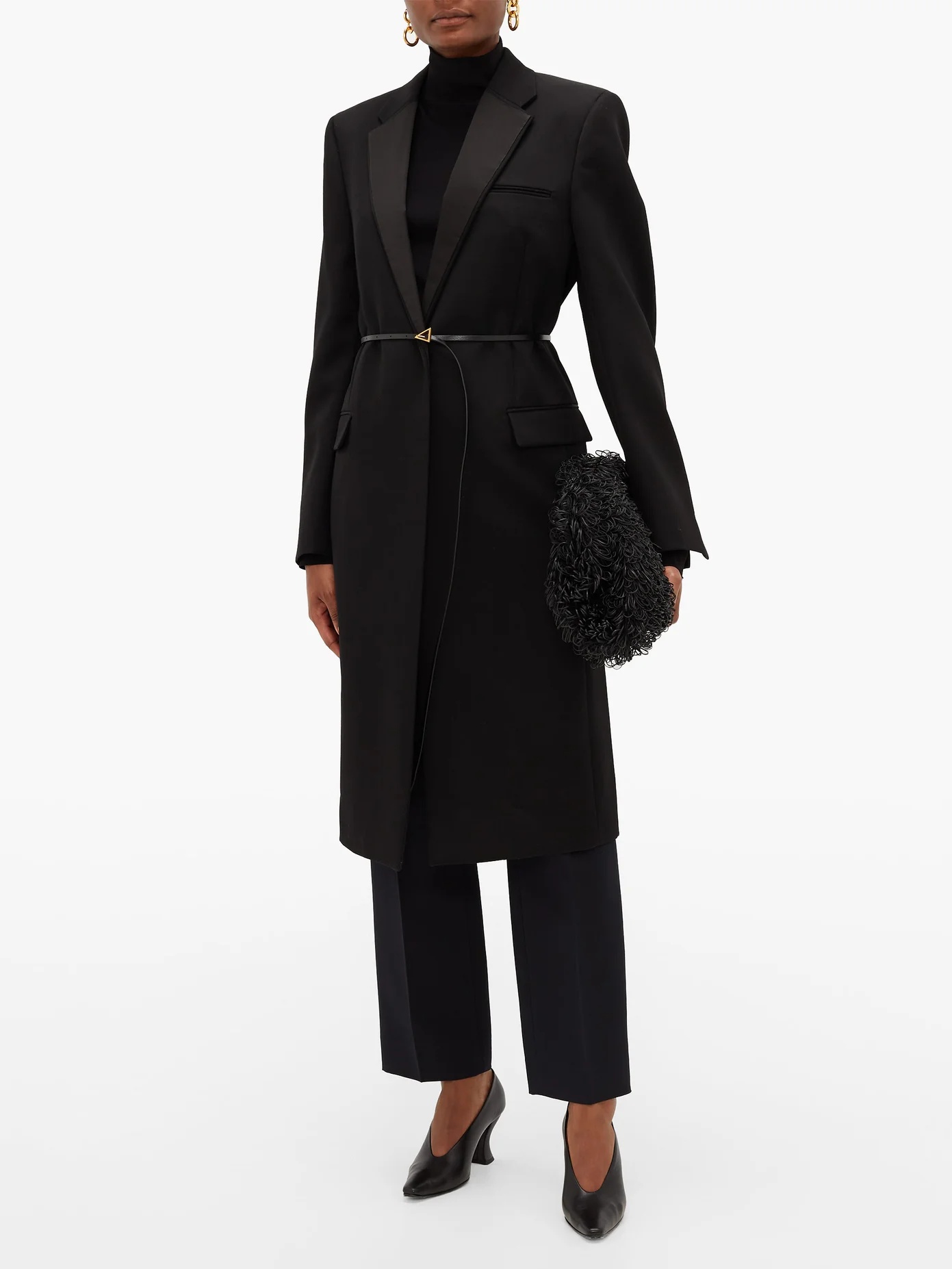 Belted wool-grain de poudre coat - 3