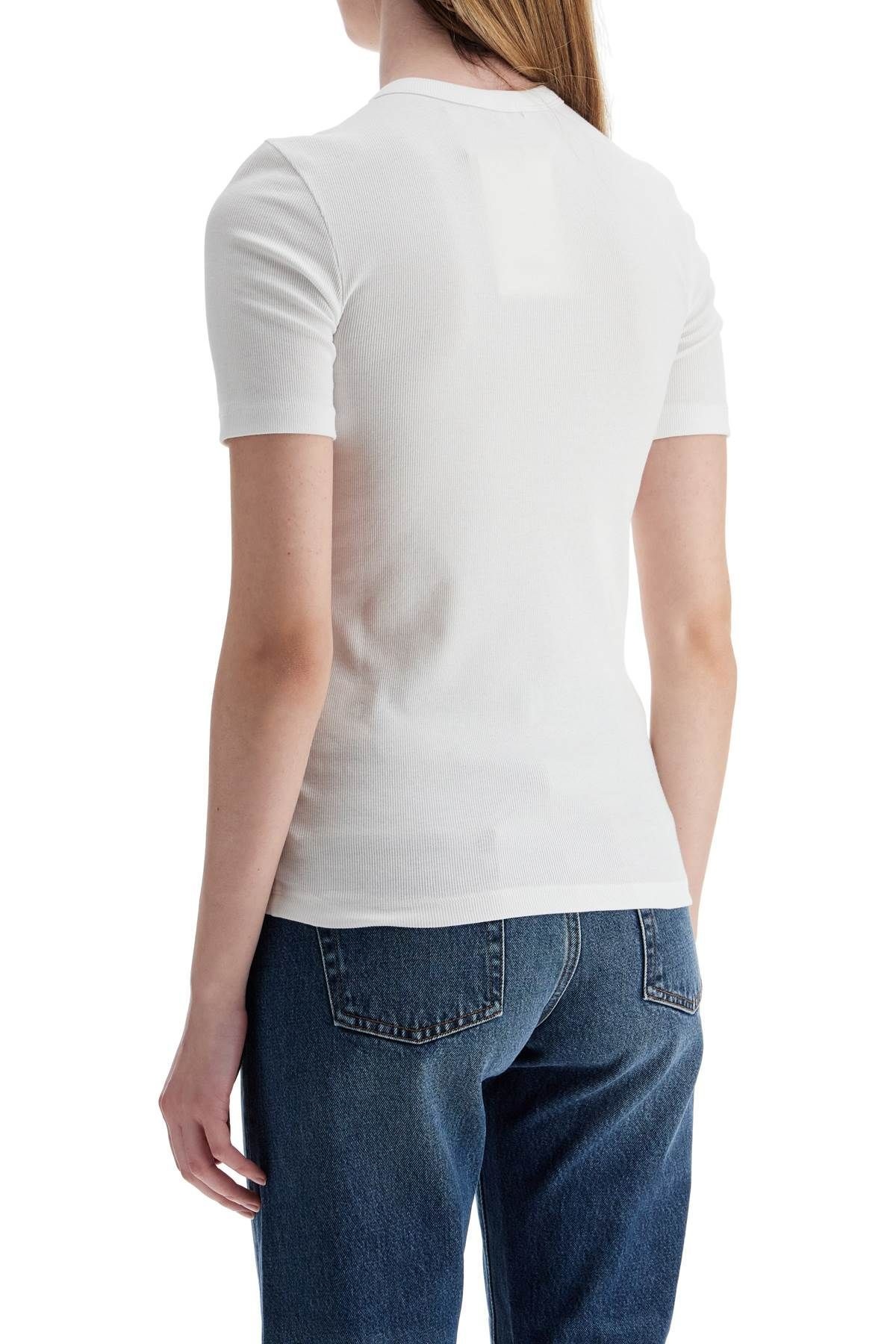 WHITE ORGANIC COTTON RIBBED CREW NECK SWEATER - 4