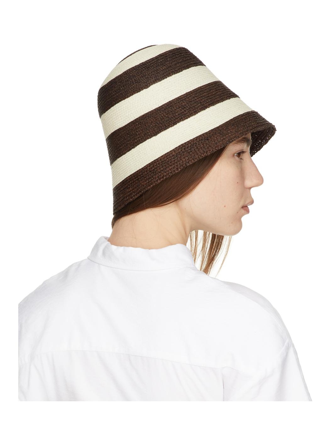 Brown & Beige Striped Orma Beach Hat - 3