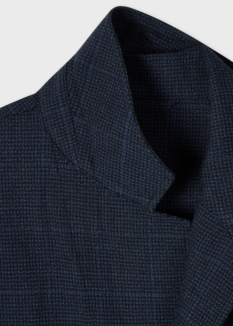 Paul Smith Navy Check Stretch-Wool Patch-Pocket Blazer outlook