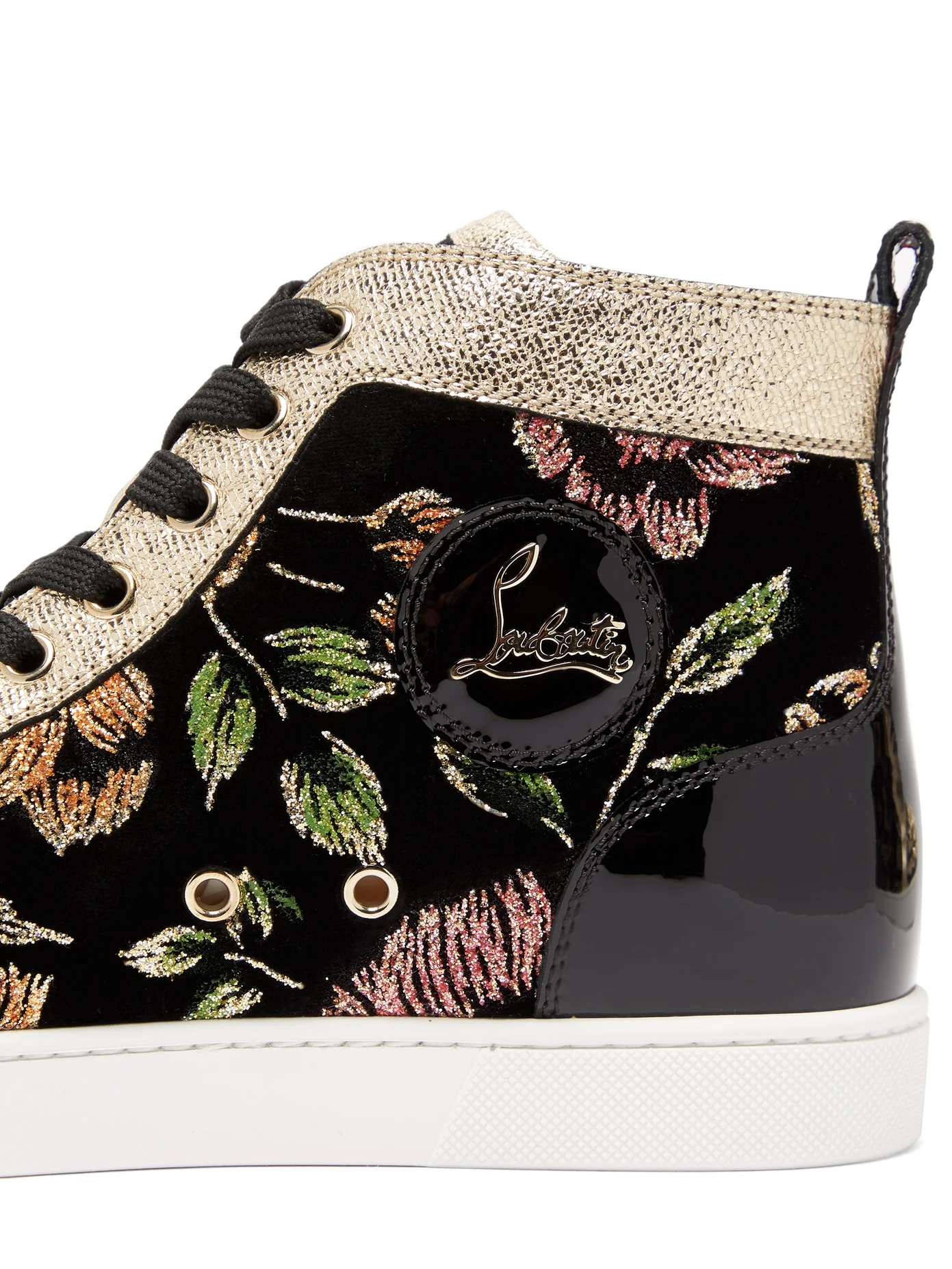 Lou Spikes glitter-flower velvet high-top trainers - 6