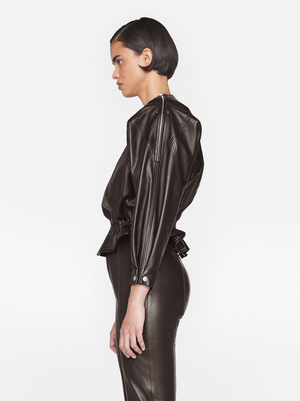 Slouchy Zip Up Jacket in Espresso - 4