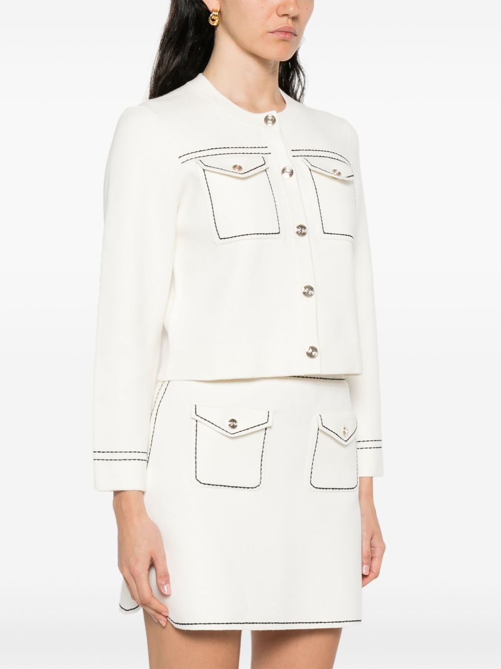 contrast-stitch cardigan - 3
