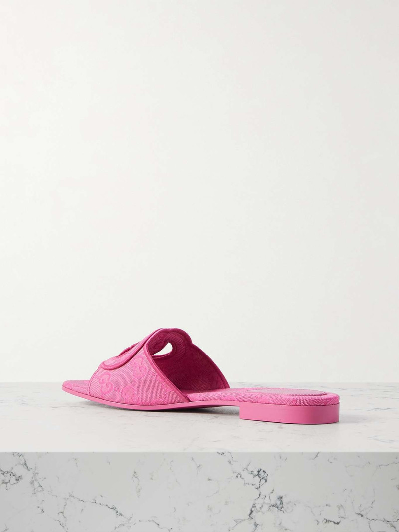 Cutout embroidered canvas-jacquard slides 3