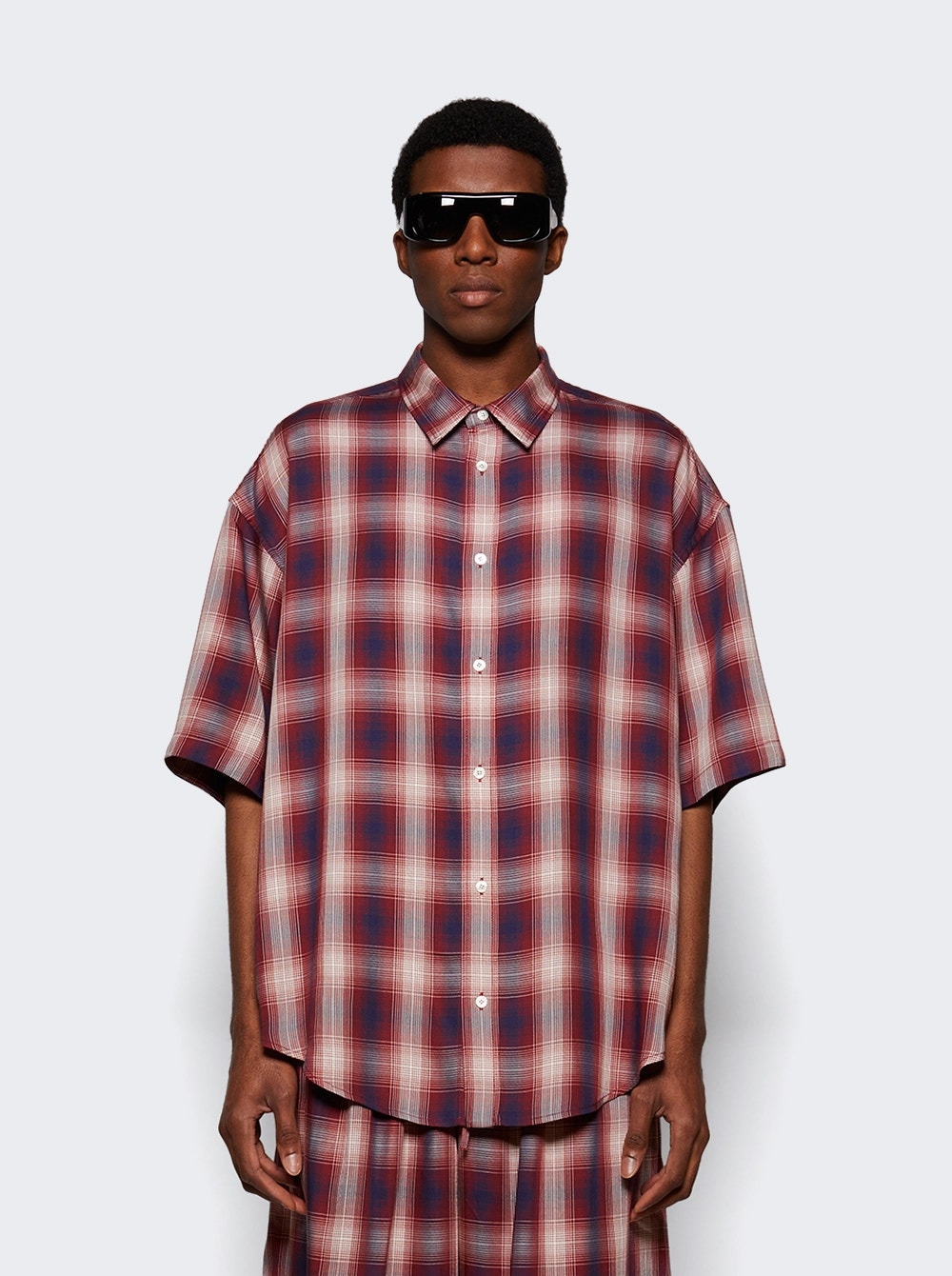 Button Up Shirt Red And Blue - 2