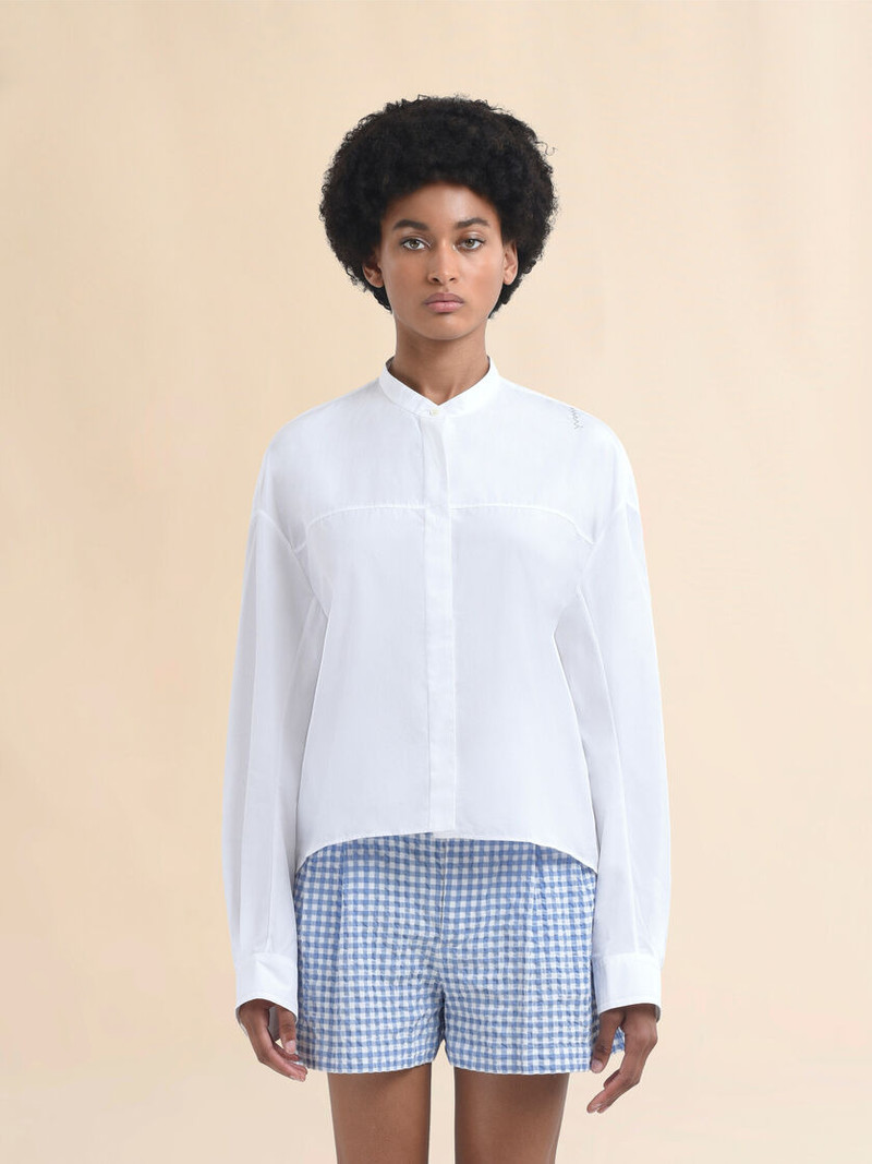 Marni WHITE ORGANIC COTTON SHIRT WITH MANDARIN COLLAR AND MARNI SYMBOL outlook