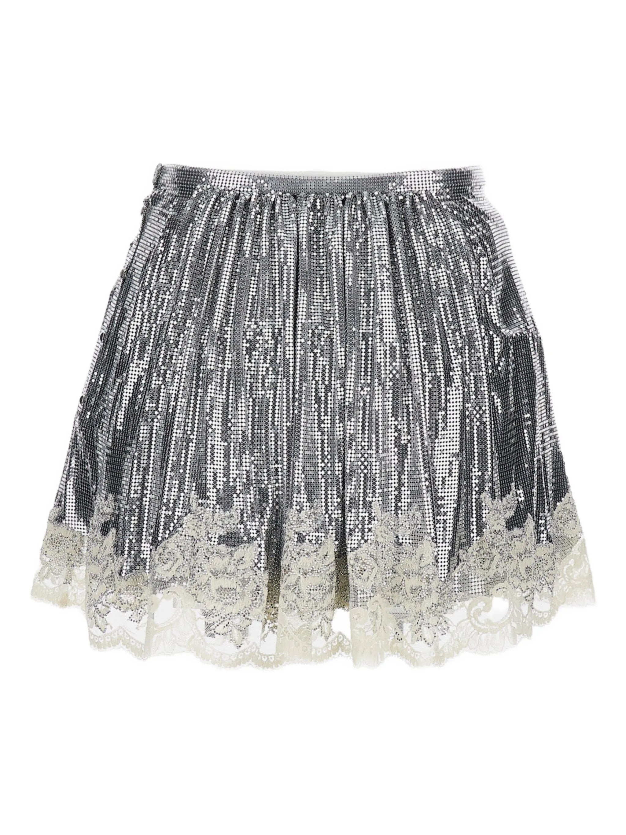 metallic lace-trimmed skirt - 1