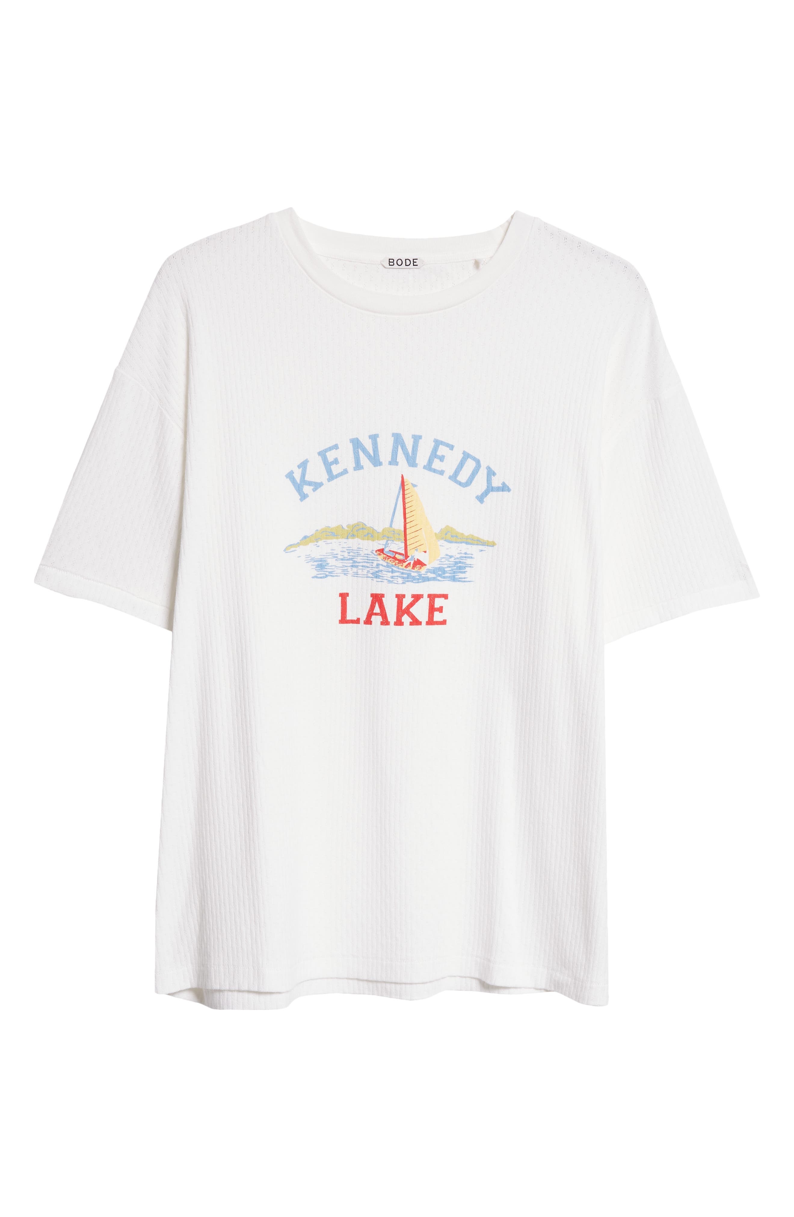 Bode Kennedy Lake Pointelle Cotton Graphic T-Shirt in Cream at Nordstrom - 5