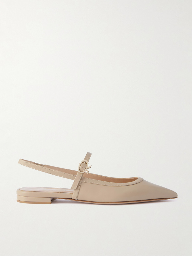Leather Point-toe Mary Jane Slingback Flats 1