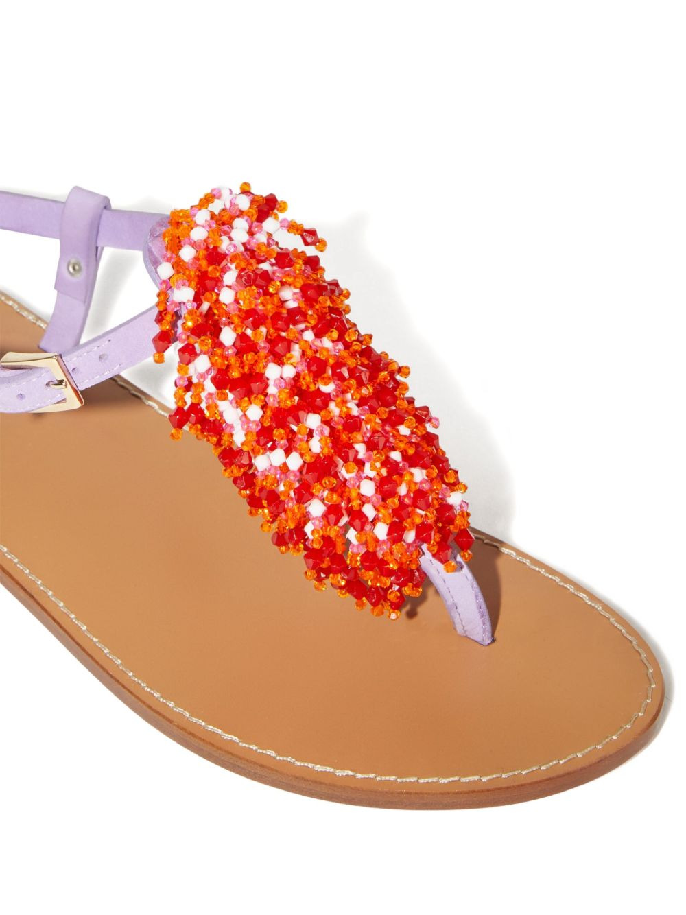 beaded leather sandals - 5