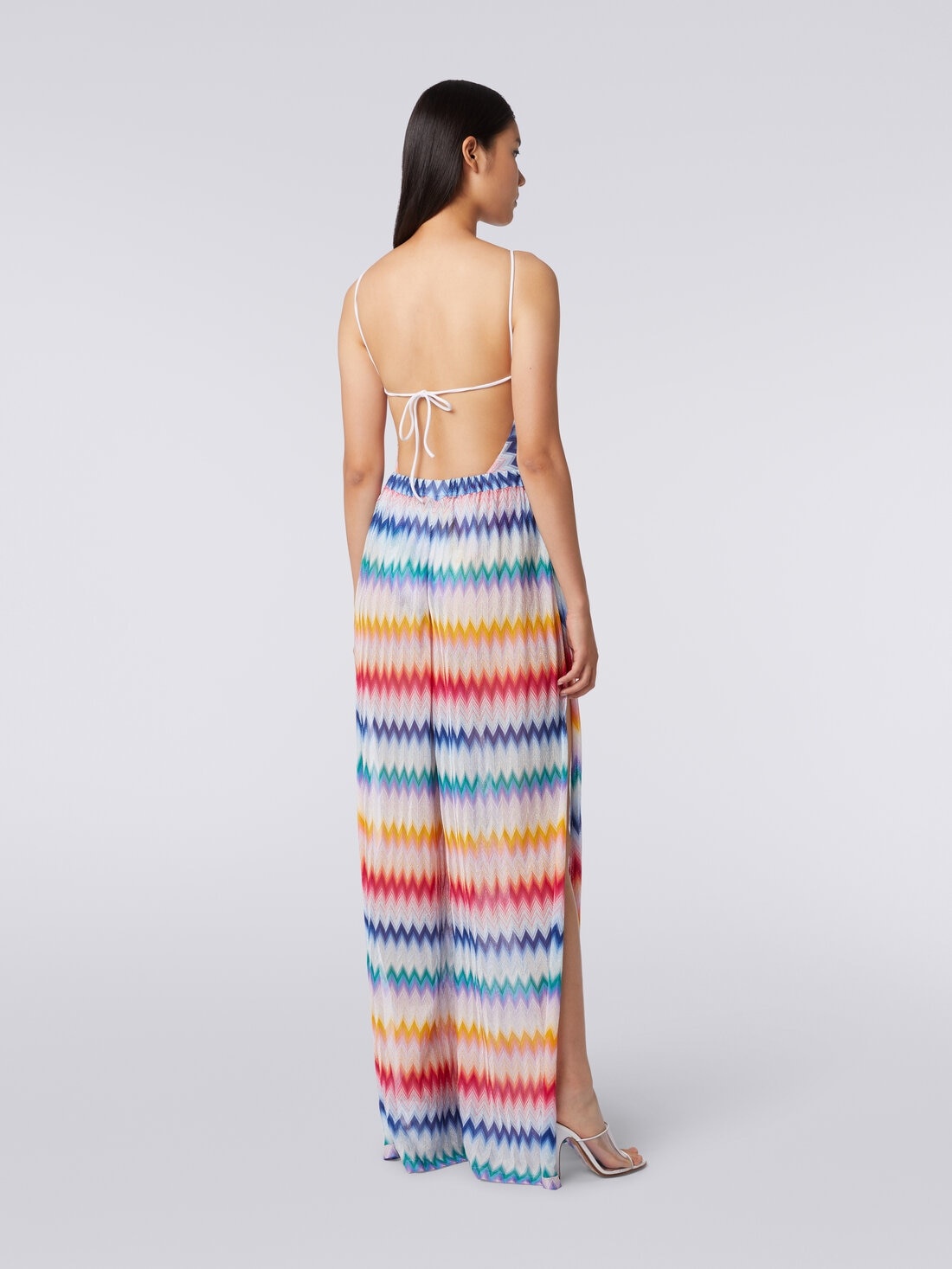 Zigzag cover up trousers with lurex - 4