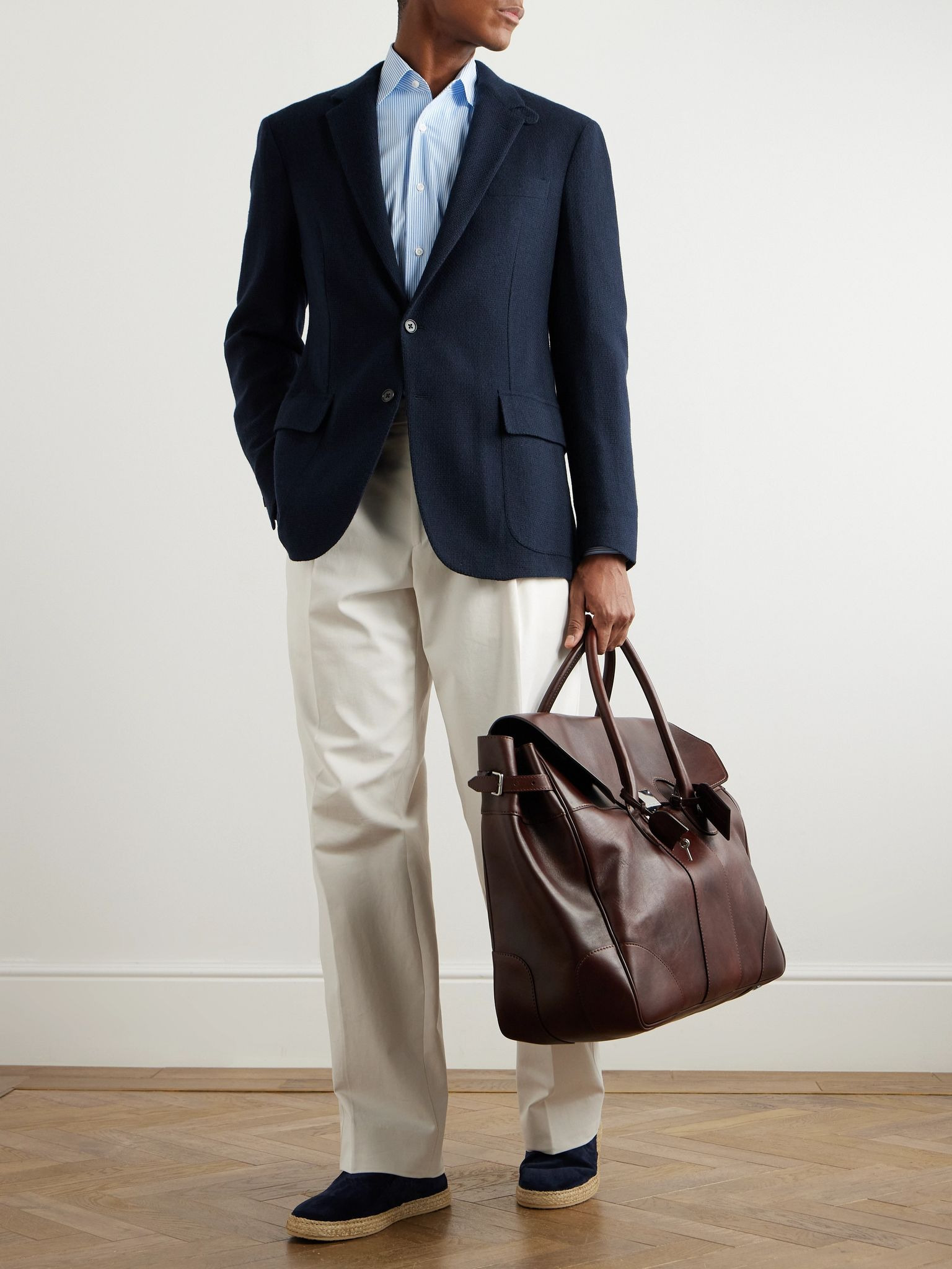 Basketweave Cashmere Blazer Navy - 2