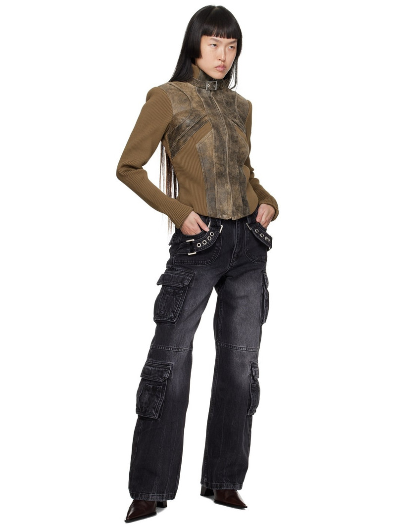 MISBHV Brown X Leather Jacket outlook