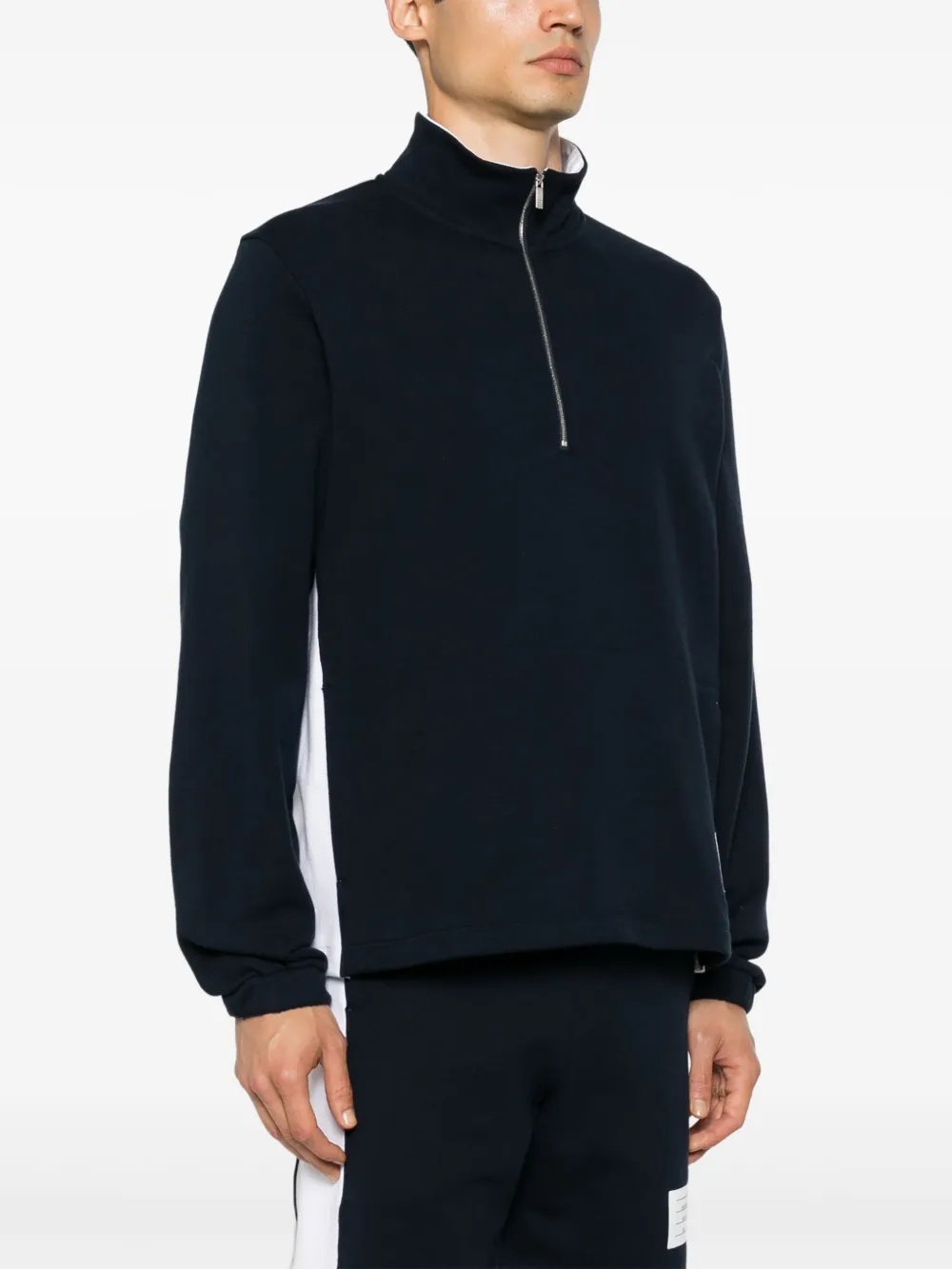 THOM BROWNE - Men Funnel Neck Half Zip Pullover - 2