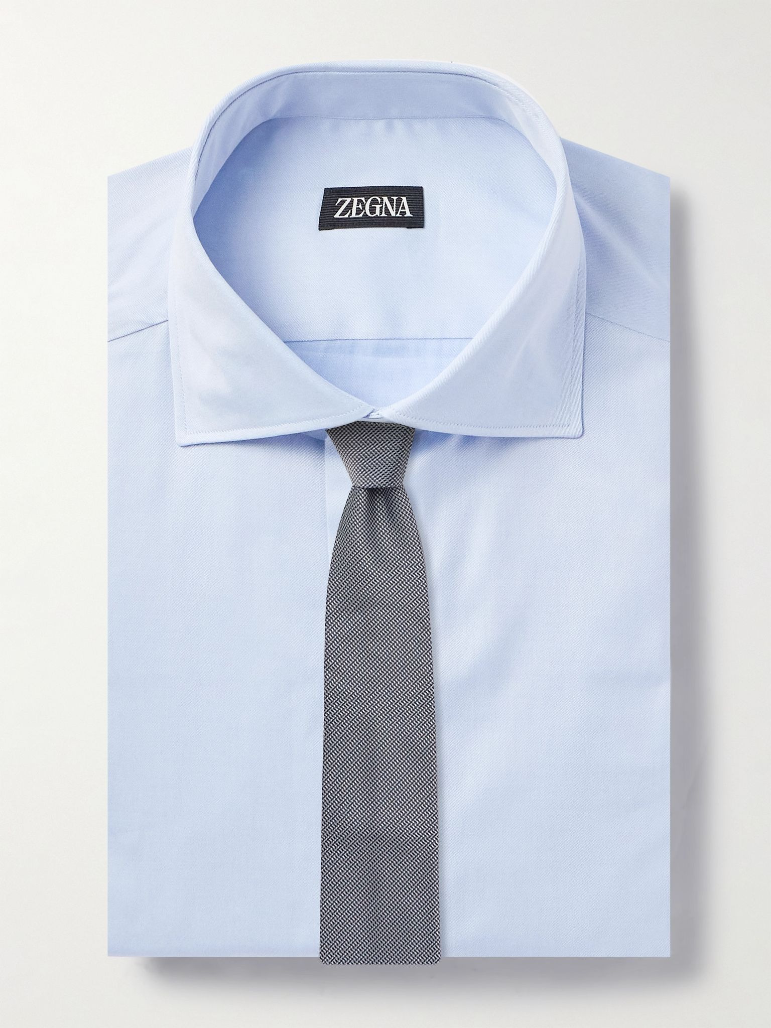 Slim-Fit Cutaway-Collar Striped Cotton Shirt Blue - 5