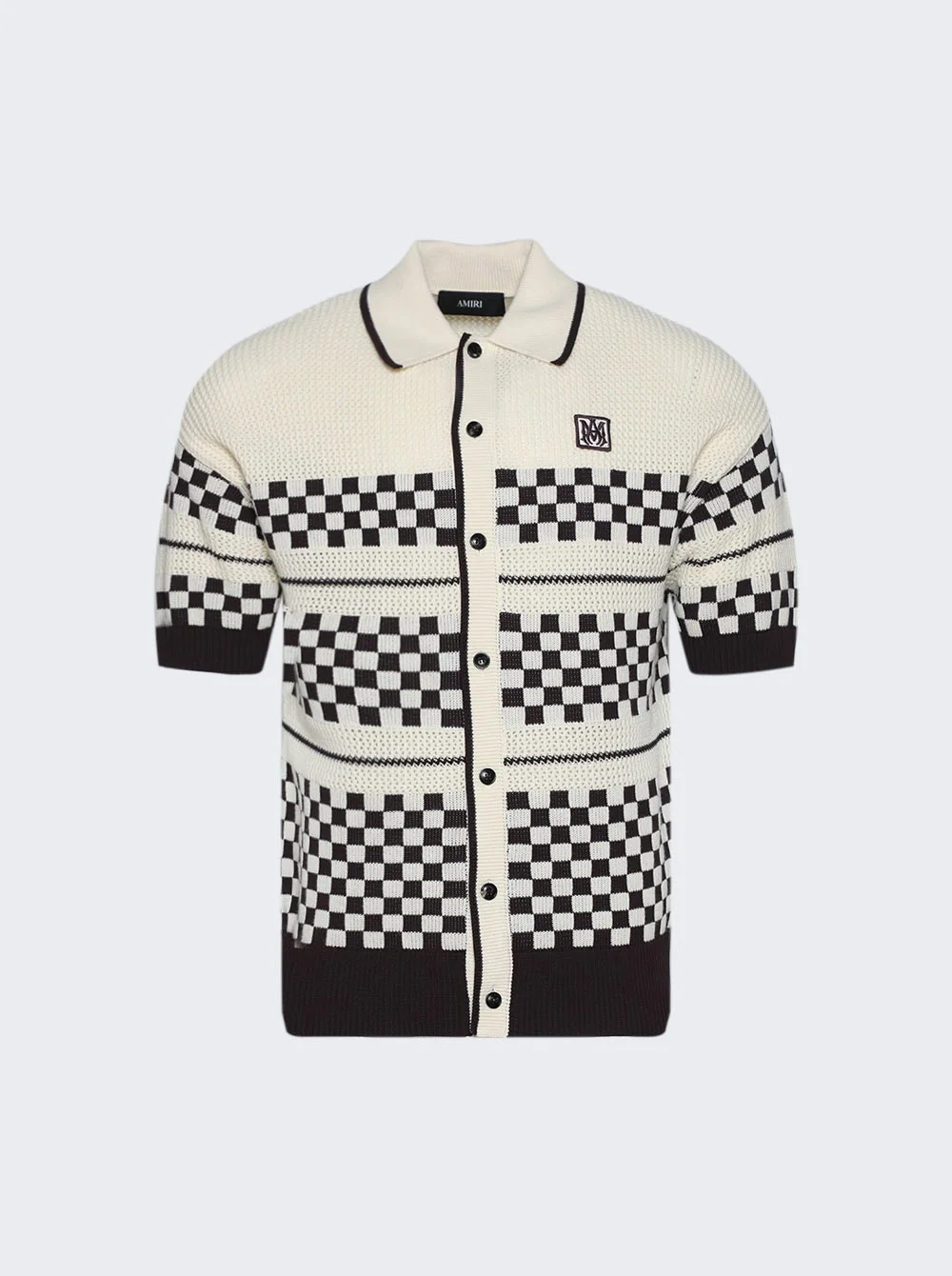 Chekered Wool Mesh Shirt Alabaster - 1