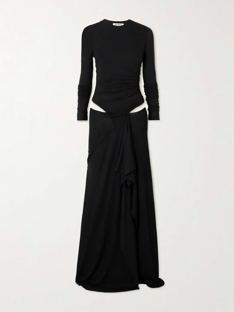 Asymmetric cutout modal-blend maxi dress Black - 1