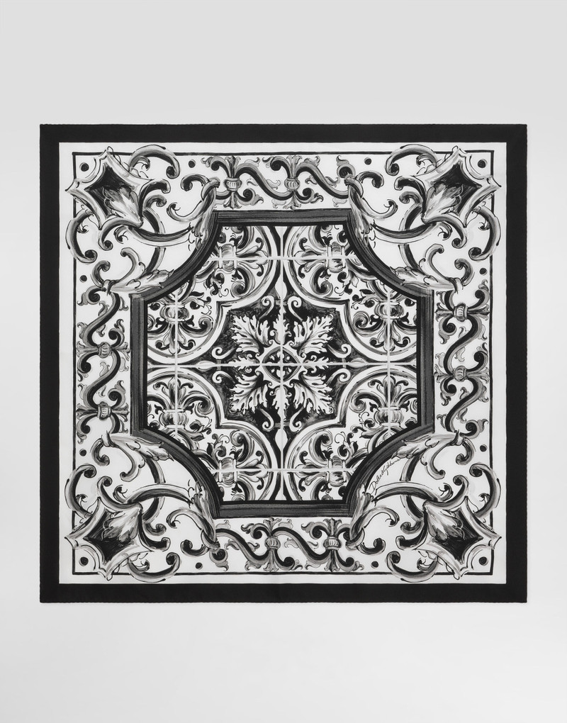 Majolica-print twill scarf 1