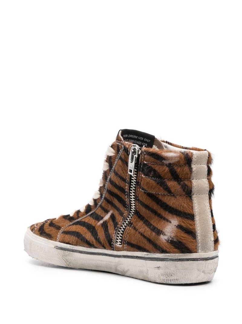 zebra-print high-top sneakers - 3
