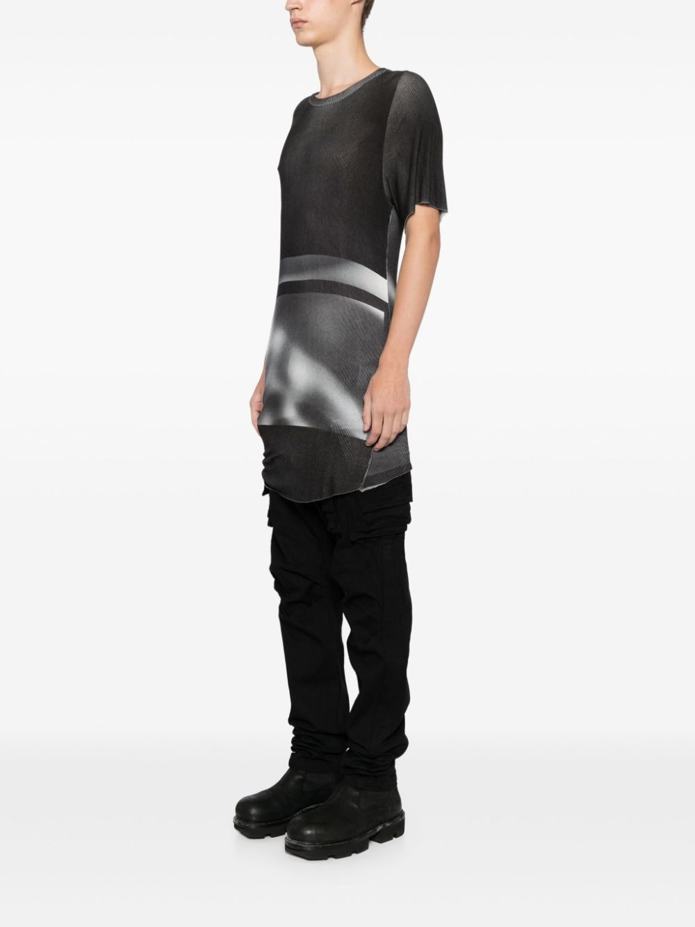 abstract-print fine-knit T-shirt - 3