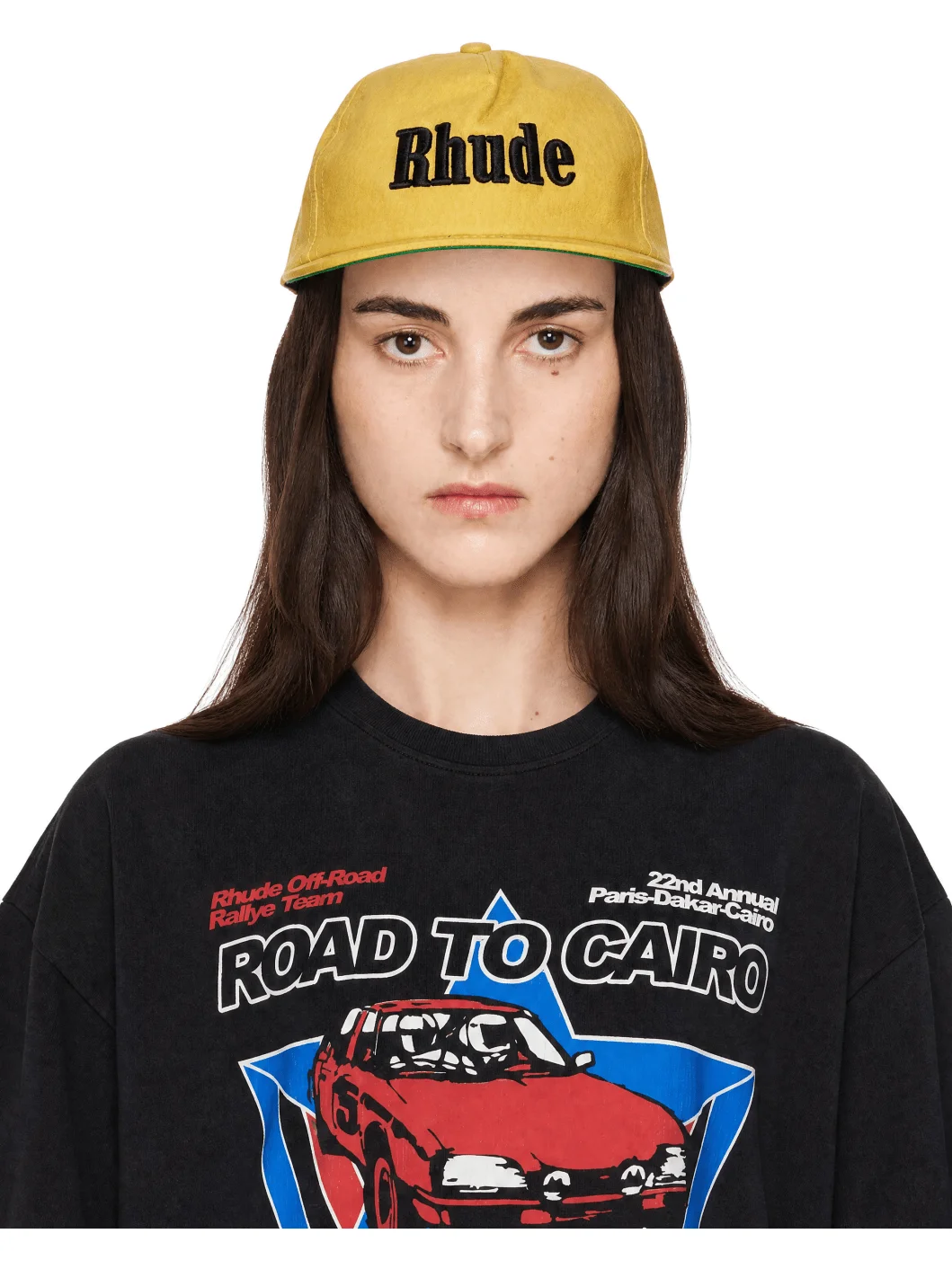 Yellow 'Rhude' Logo Leather Cap - 1