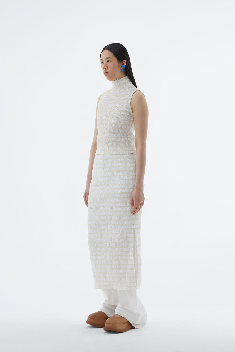 EMBROIDERED STRETCH CREAM TOP 1