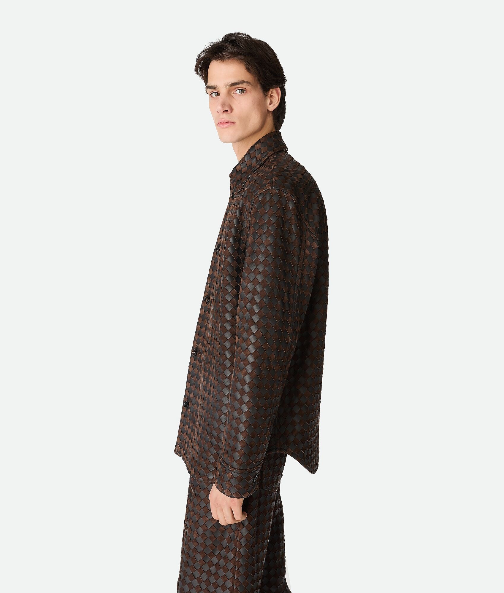 Intrecciato Leather And Suede Shirt - 2