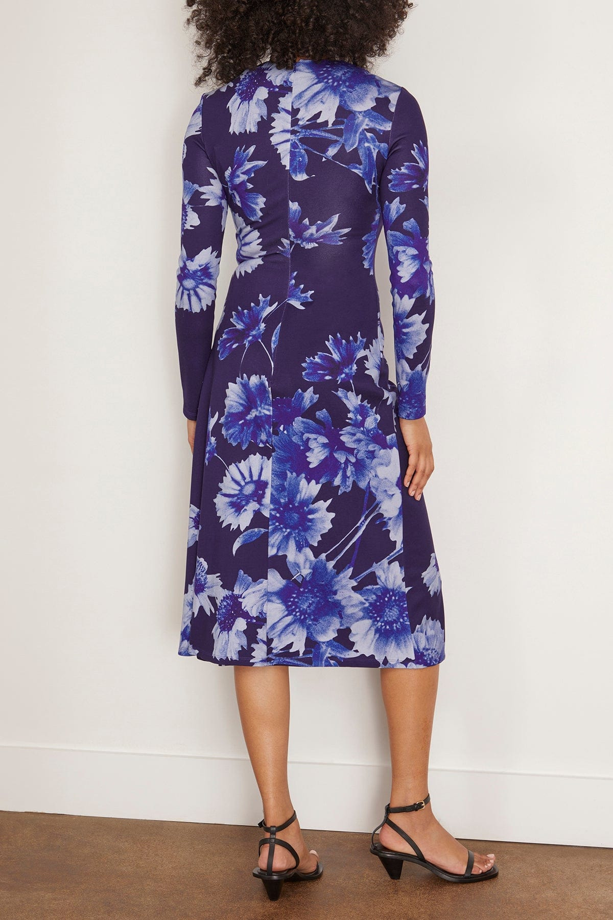 Long Sleeve Draped Midi Dress in Troubridge Floral Indigo - 4