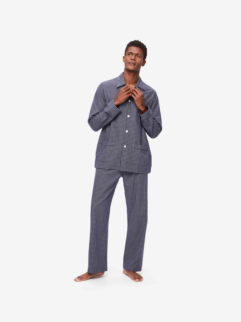 Men's Classic Fit Pyjamas Braemar 32 Brushed Cotton Navy - 3