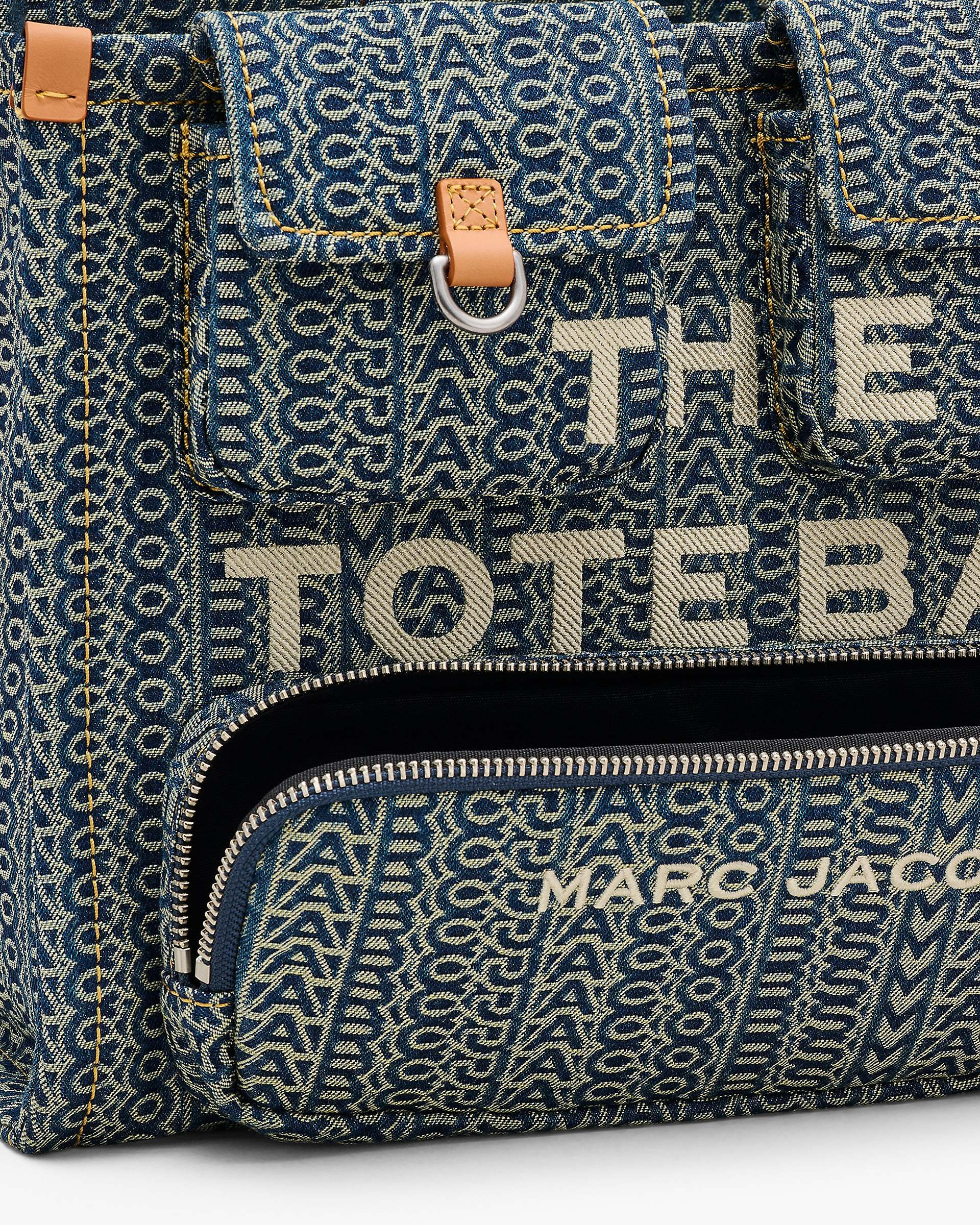 THE CARGO MONOGRAM DENIM MEDIUM TOTE BAG - 9