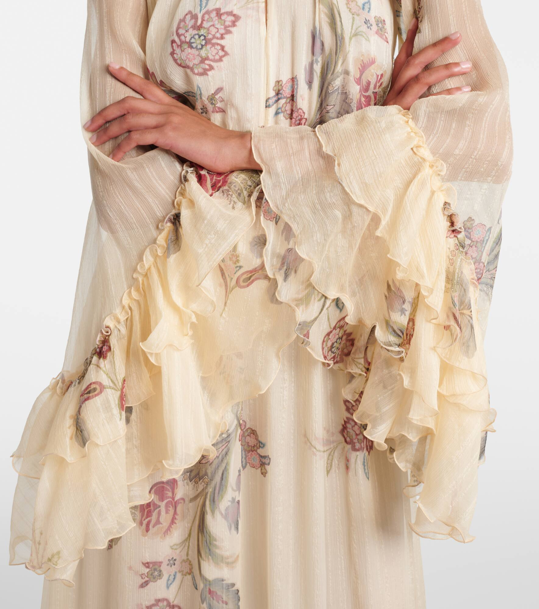 Floral silk crepon gown - 5
