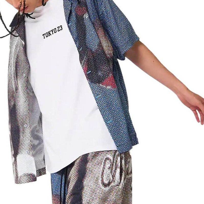 Air Jordan Printing Colorblock Wide Version Embroidered lapel Short Sleeve Shirt Black DM1397-010 - 3