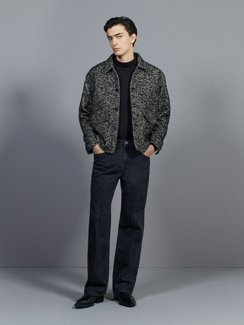 FRAME Tweed Trucker Jacket in Grey outlook