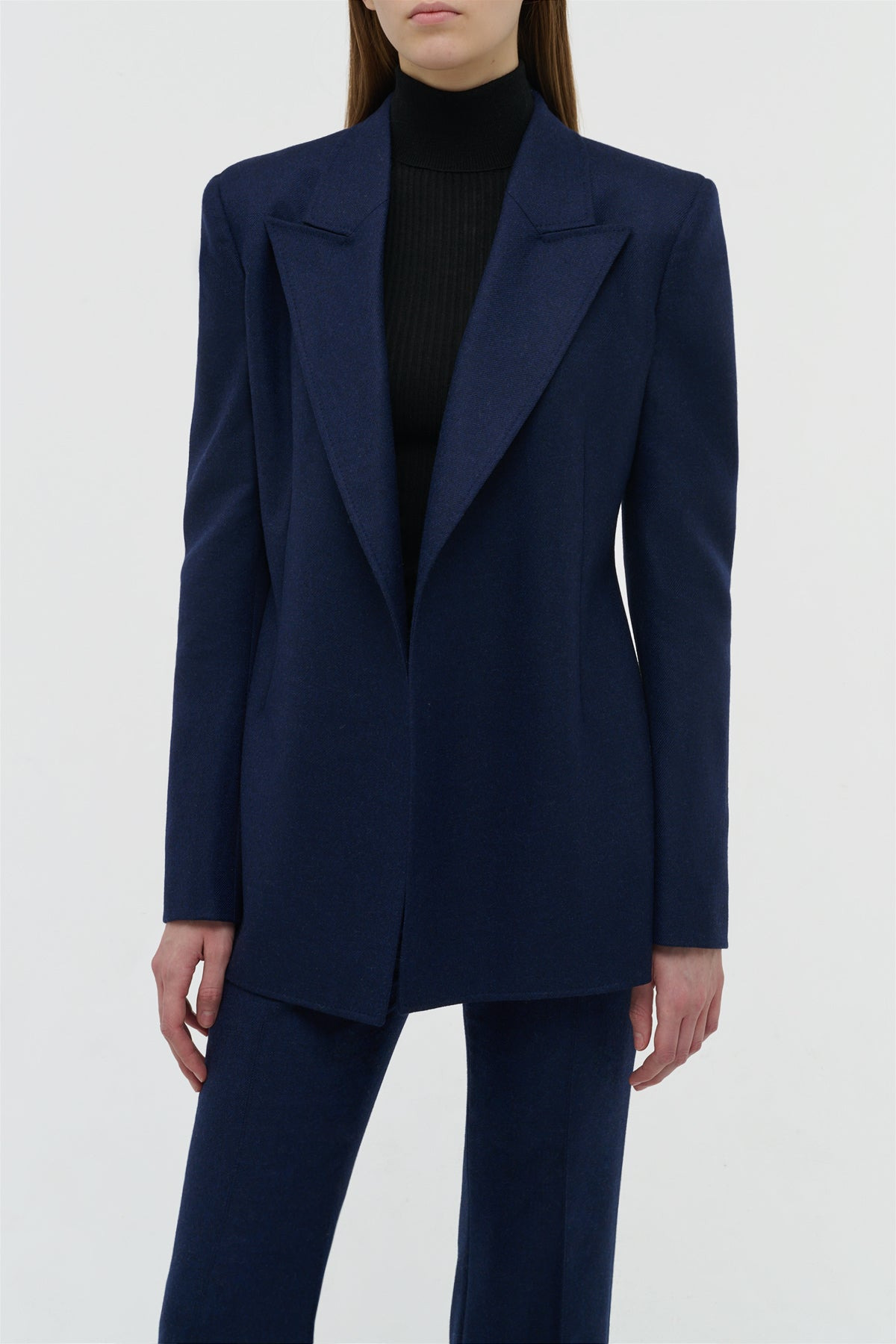 Mairi Blazer in Navy Wool Cashmere Flannel - 5