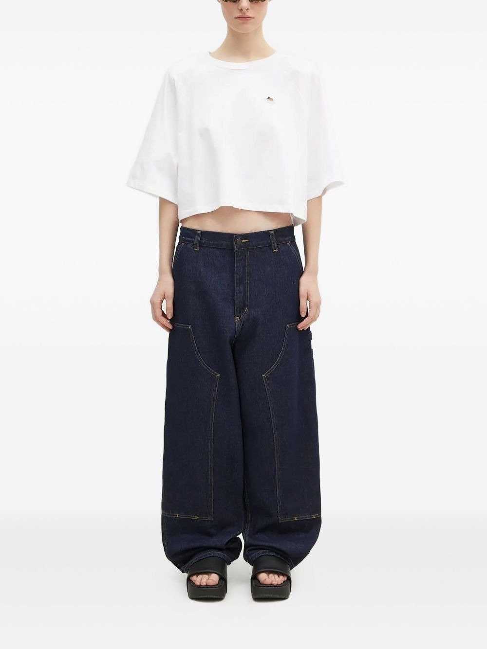 double-pockets denim wide-leg jeans - 2