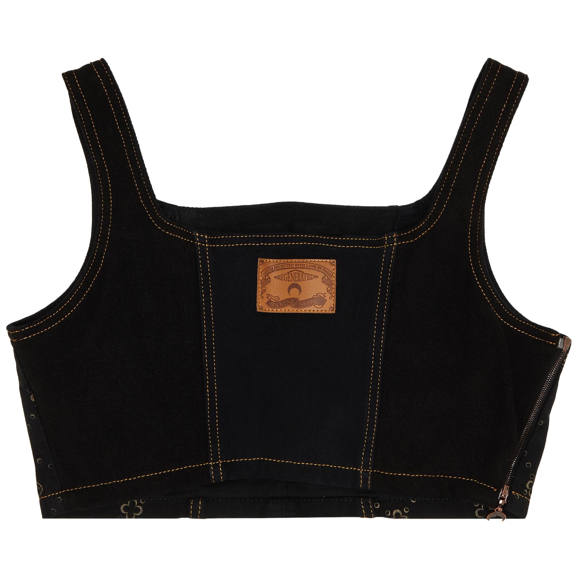 Marine Serre Regenerated Denim Bustier 'Blue' - 2