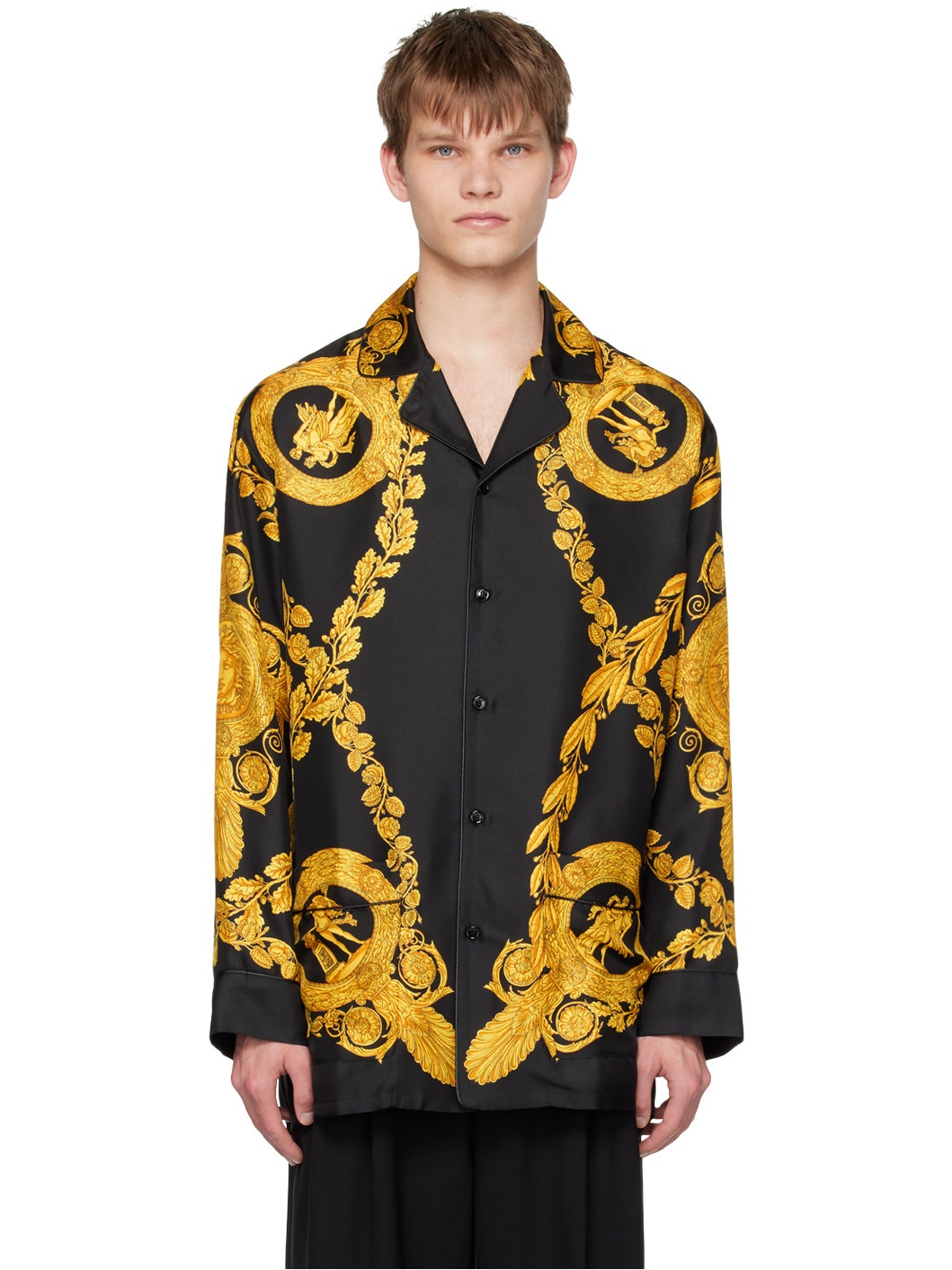 Black Maschera Baroque Pyjama Shirt - 1