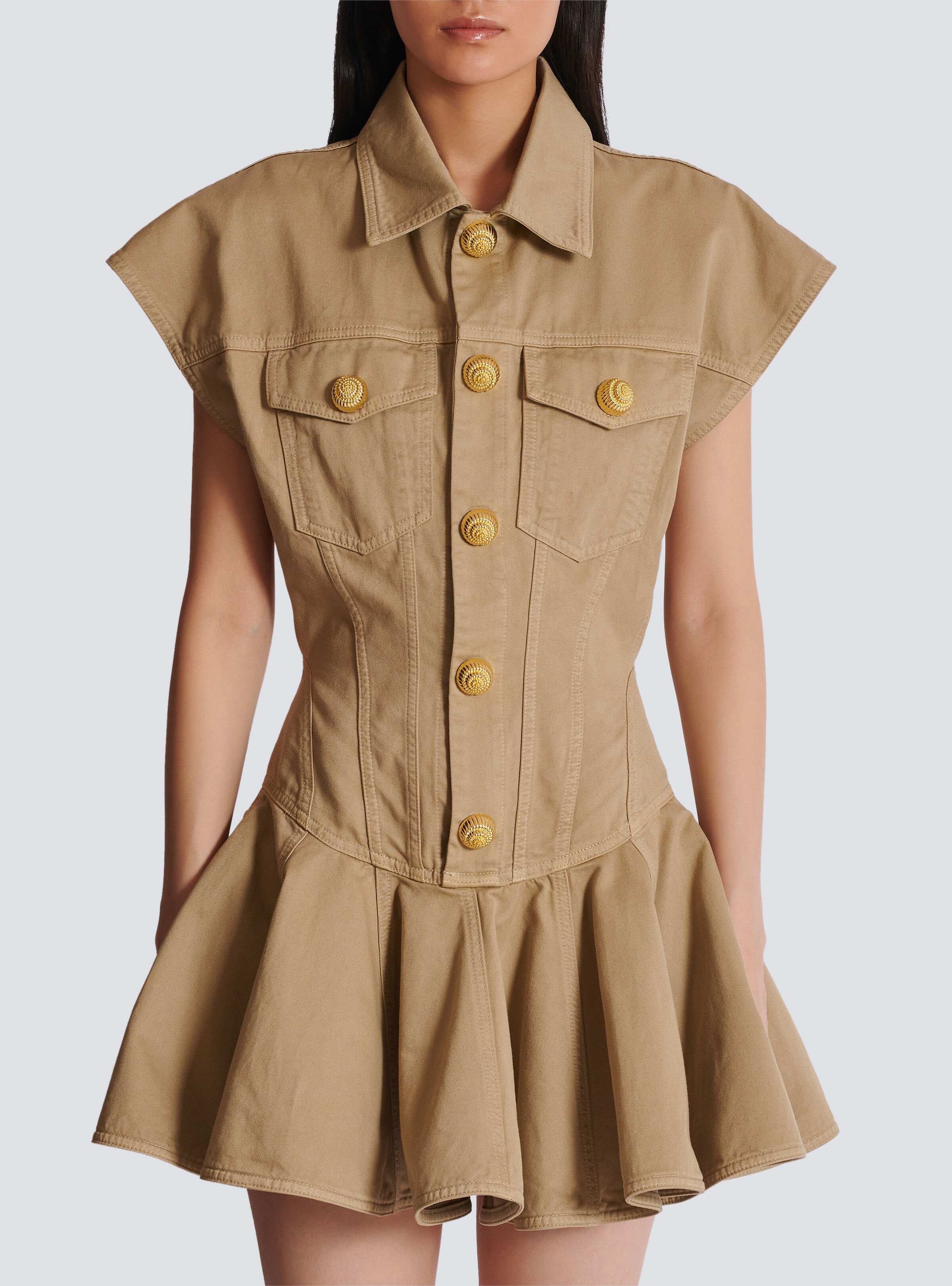 Flared dress in cotton canvas - 5