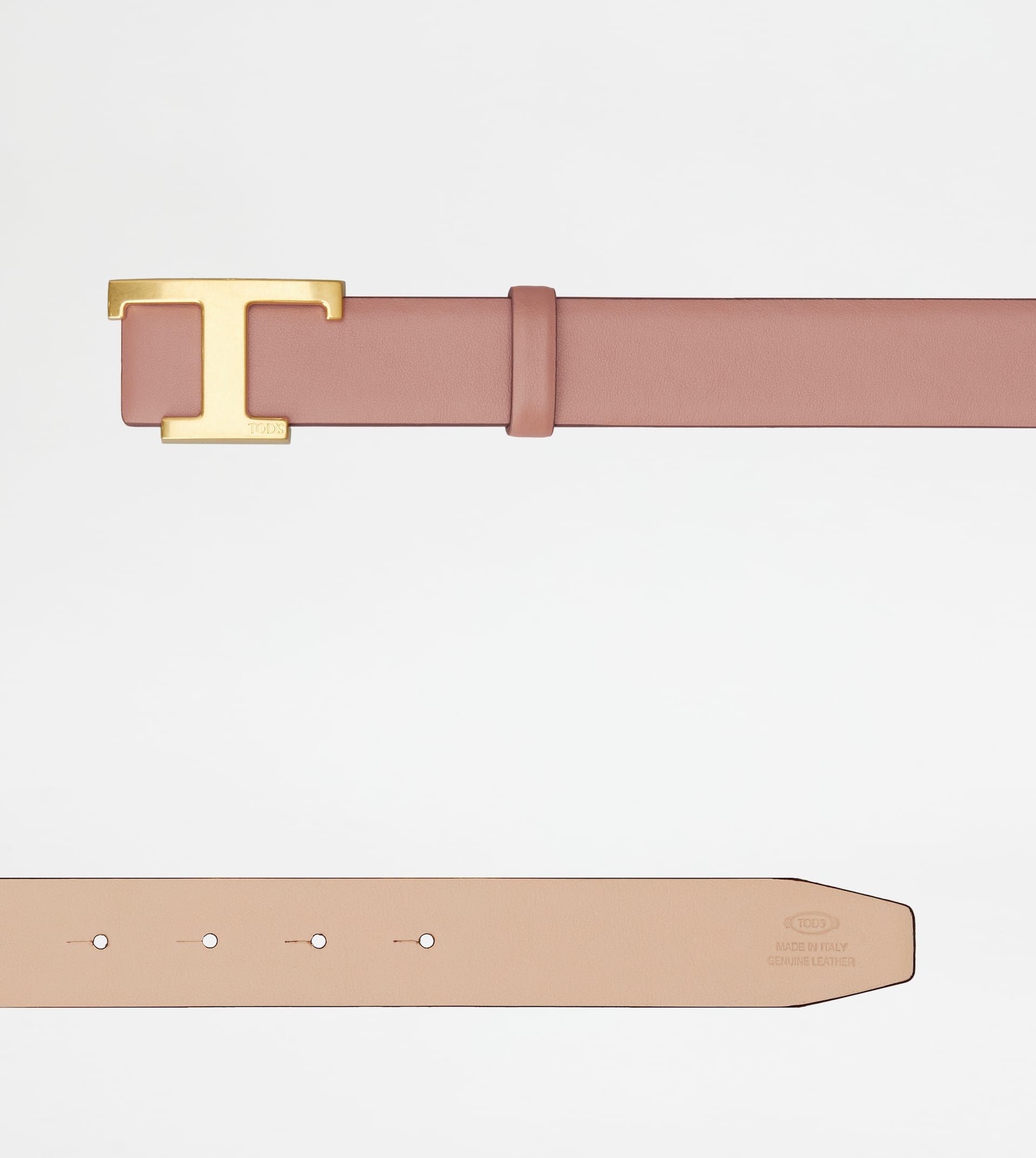 T TIMELESS REVERSIBLE BELT IN LEATHER - PINK - 3