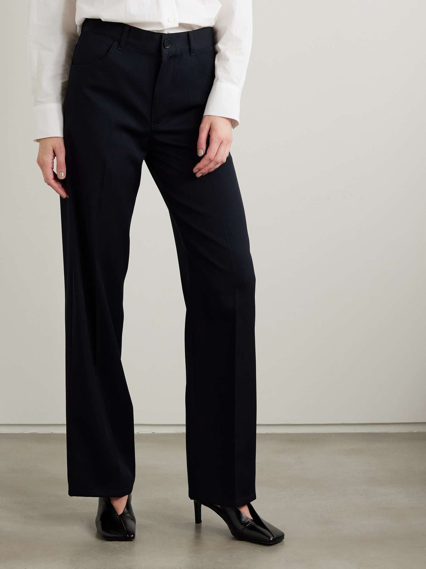 Wool-gabardine straight-leg pants - 3