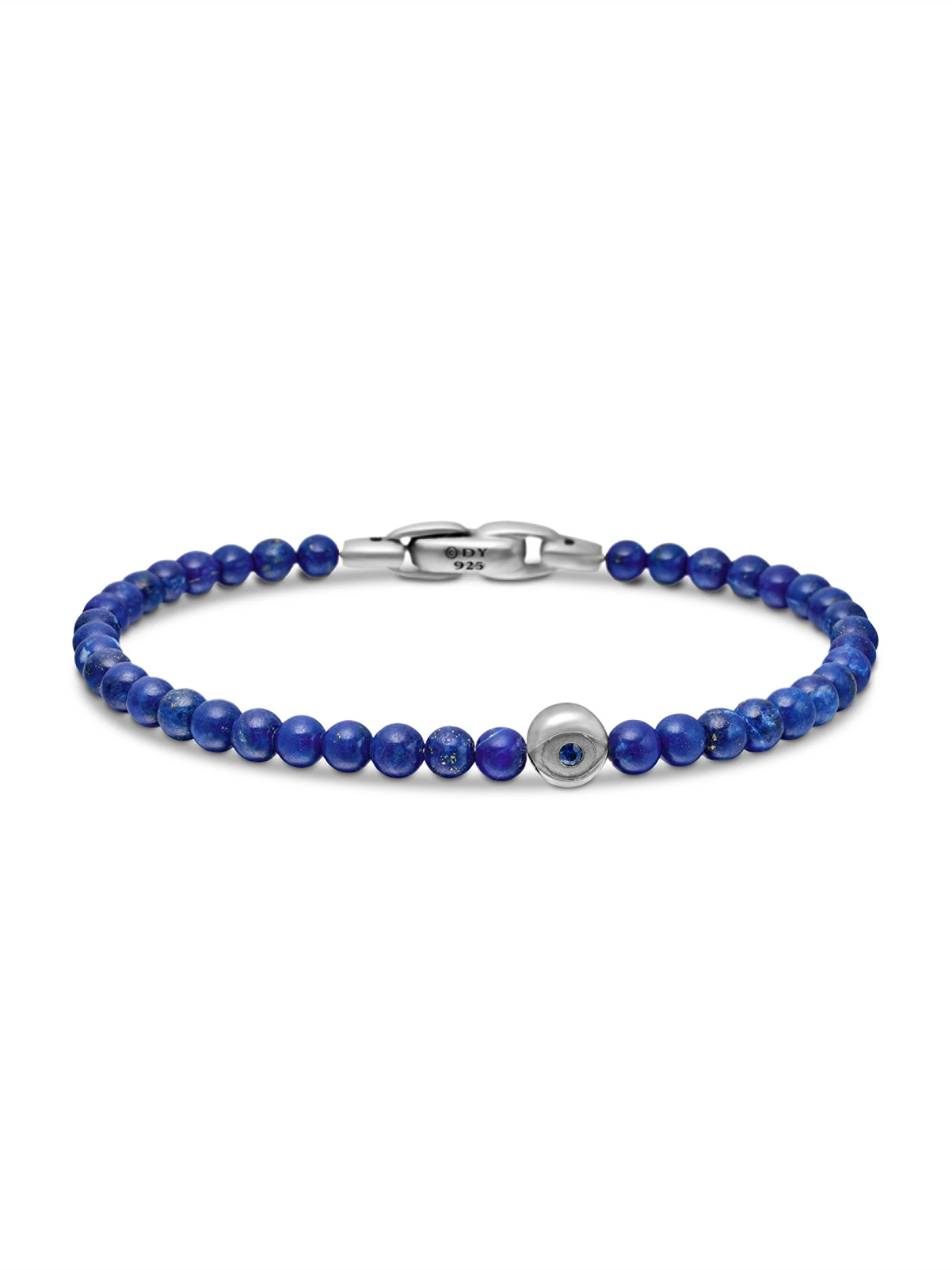 Men's Spiritual Beads Evil Eye Bracelet in Sterling Silver - Lapis Lazuli - 1